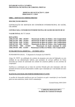 Estado De Santa Catarina Prefeitura Municipal De Coronel Freitas