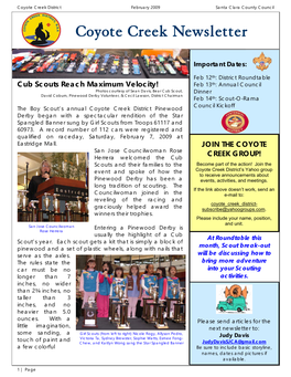 Coyote Creek Newsletter