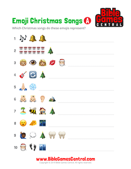 Emoji Christmas Song Challenge Sheets