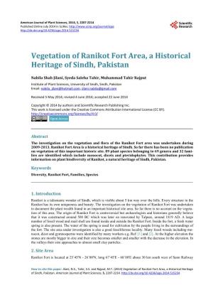 Vegetation of Ranikot Fort Area, a Historical Heritage of Sindh, Pakistan