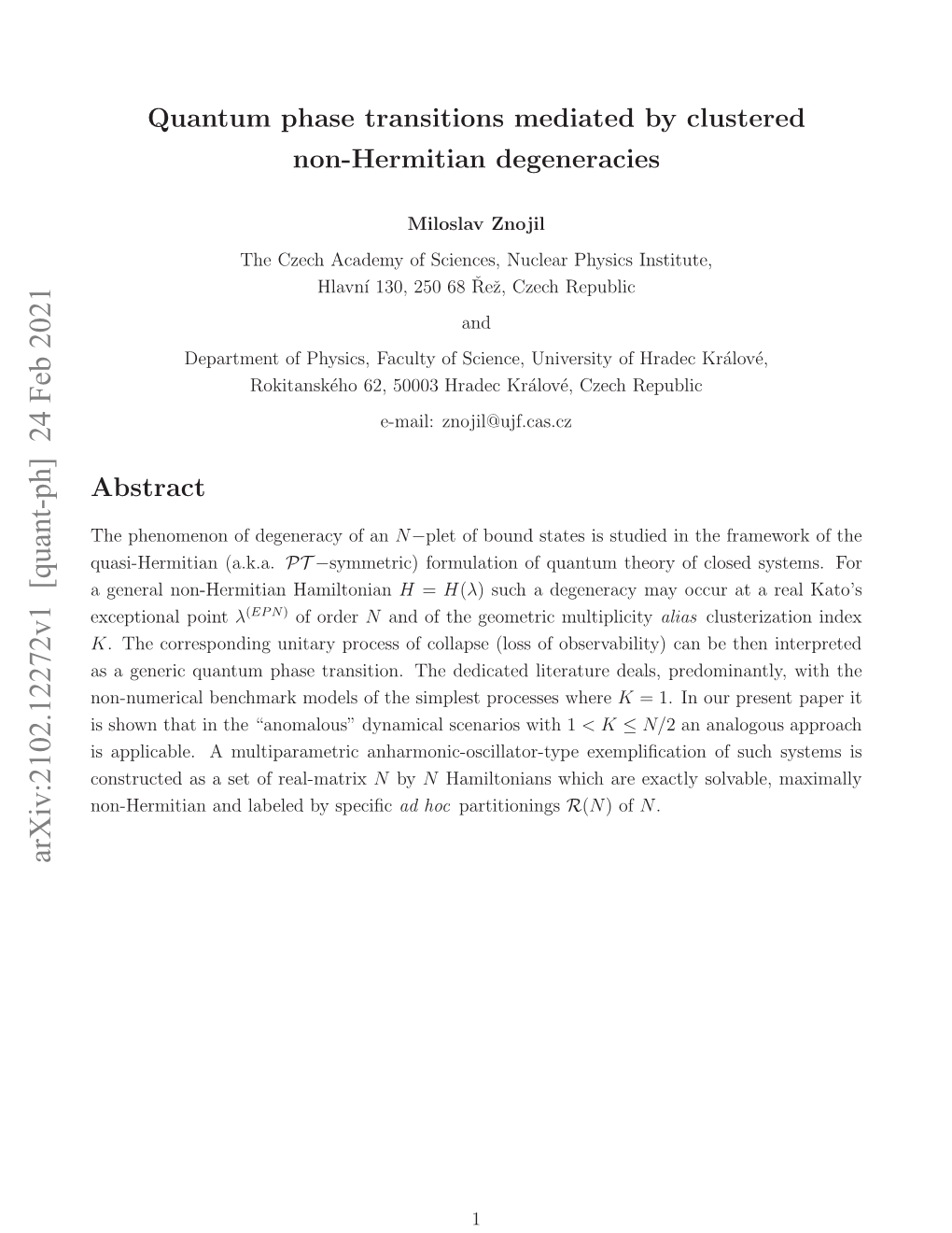 Quantum Phase Transitions Mediated by Clustered Non-Hermitian