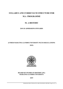 Syllabus and Curriculum Structure for M.A Programme