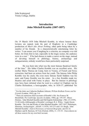 John Scattergood, 'Introduction: John Mitchell Kemble (1807-1857)'