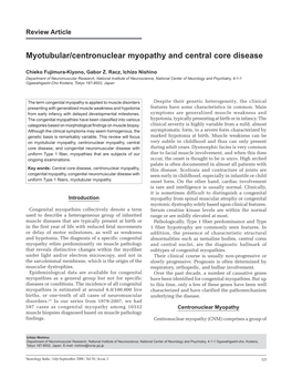 Myotubular/Centronuclear Myopathy and Central Core Disease
