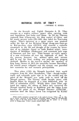 Historical Status of Tibet * -Nirmai