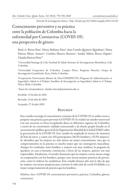 COVID-19): Una Perspectiva De Género