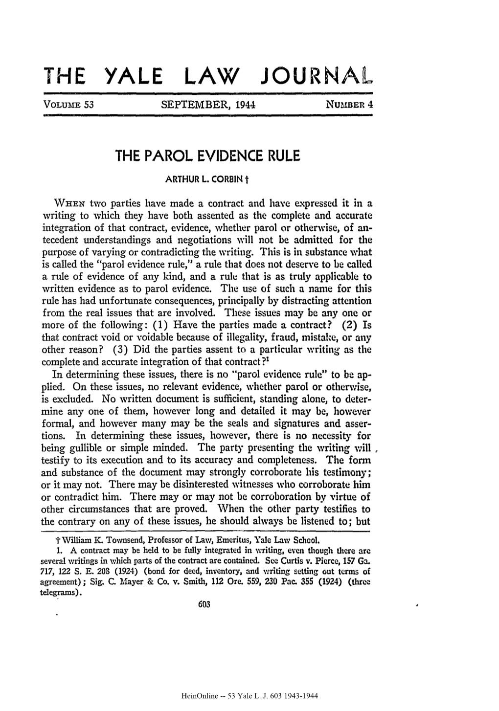 The Parol Evidence Rule
