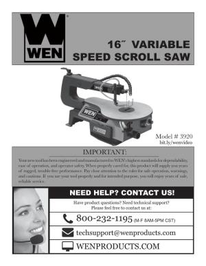 16˝ Variable Speed Scroll Saw