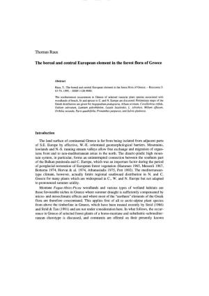 Thomas Raus the Boreal and Centrai European Element in the Forest Flora