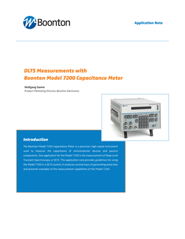 DLTS Measurements with Boonton Model 7200 Capacitance Meter