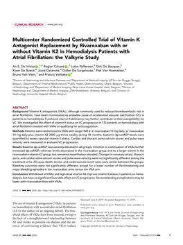 Multicenter Randomized Controlled Trial of Vitamin K Antagonist