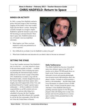 CHRIS HADFIELD: Return to Space