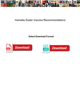 Varicella Zoster Vaccine Recommendations