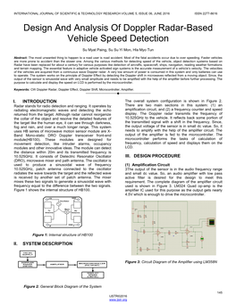 Design and Analysis of Doppler Radar-Based Vehicle Speed Detection