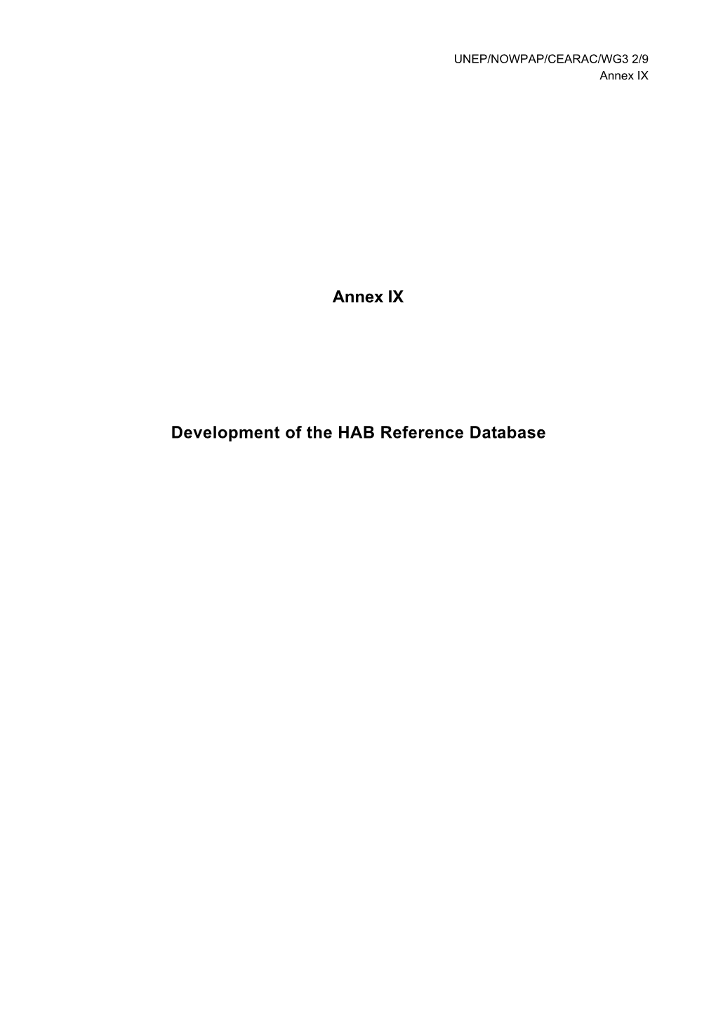 Annex IX Development of the HAB Reference Database