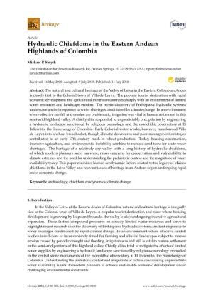 Hydraulic Chiefdoms in the Eastern Andean Highlands of Colombia