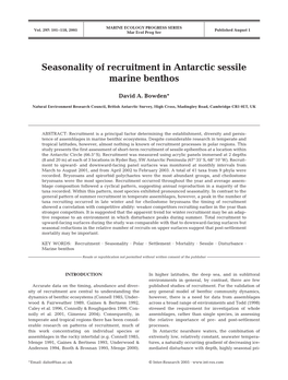 Seasonality of Recruitment in Antarctic Sessile Marine Benthos