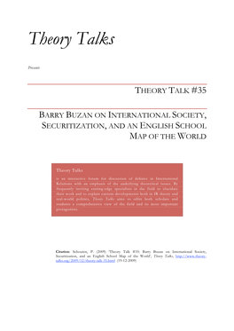 Theory Talk #35 Barry Buzan on International Society, Securitization