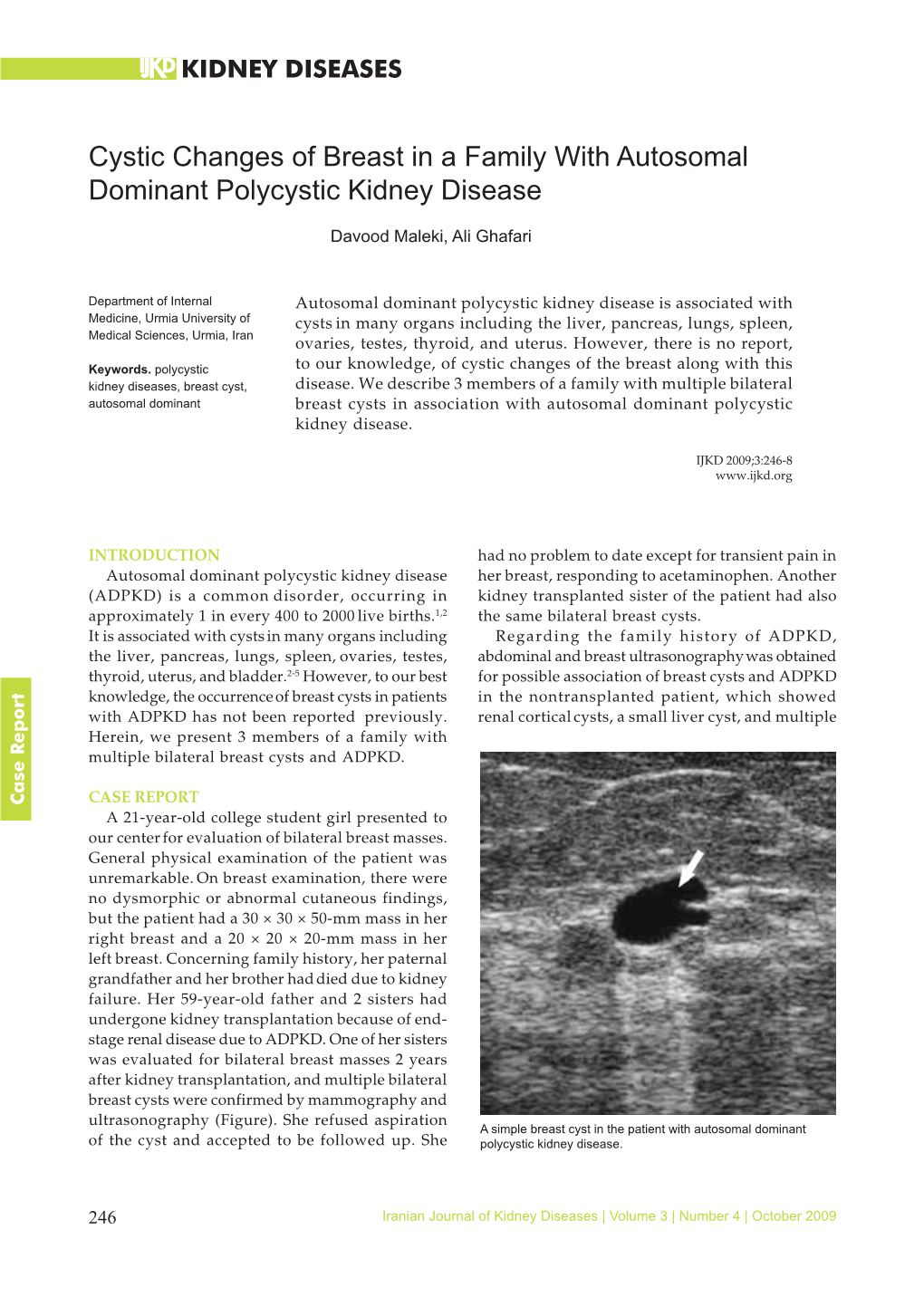 Cystic Changes of Breast in a Family with Autosomal Dominant Polycystic Kidney Disease