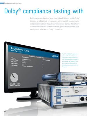 Dolby® Compliance Testing with Rohde & Schwarz T&M Equipment