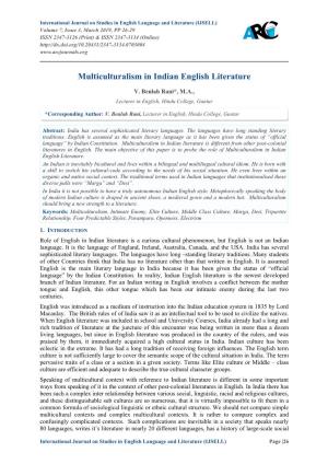 Multiculturalism in Indian English Literature