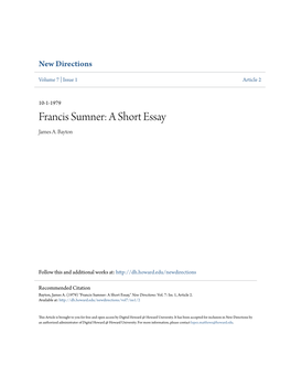 Francis Sumner: a Short Essay James A