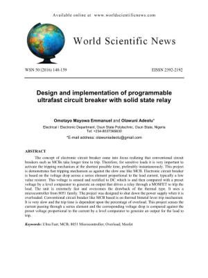Design and Implementation of Programmable Ultrafast Circuit Breaker with Solid State Relay