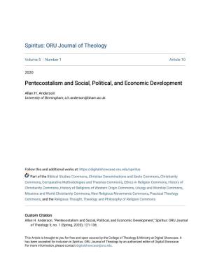 Pentecostalism and Social, Political, and Economic Development
