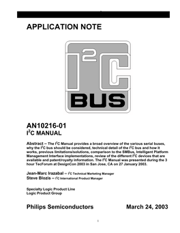 I2C Manual INTEGRATED CI RCUITS