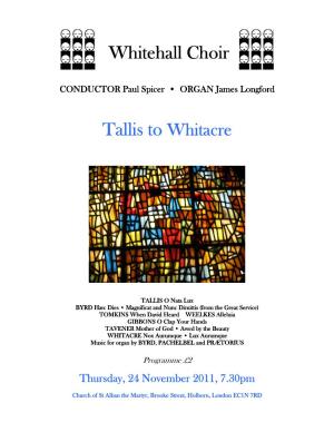 Tallis to Whitacre Choral