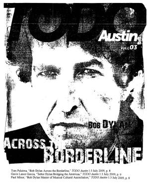 Bob Dylan Across the Borderline," TODD Austin 1 :3 July 2009, P