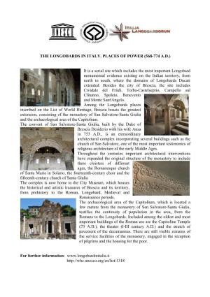The Longobards in Italy. Places of Power (568-774 A.D.)