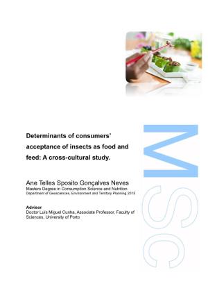 Determinants of Consumers' Acceptance of Insects As Food And