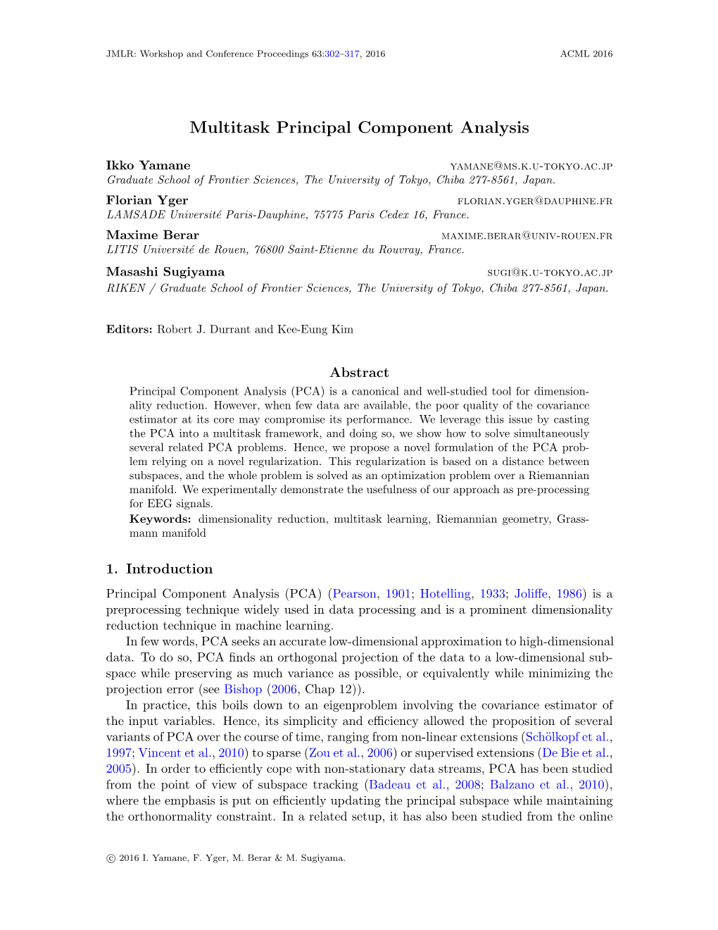 Multitask Principal Component Analysis