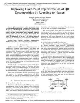 Improving Fixed-Point Implementation of QR Decomposition by Rounding-To-Nearest