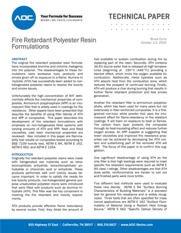 Fire Retardant Polyester Resin Formulations, Continued