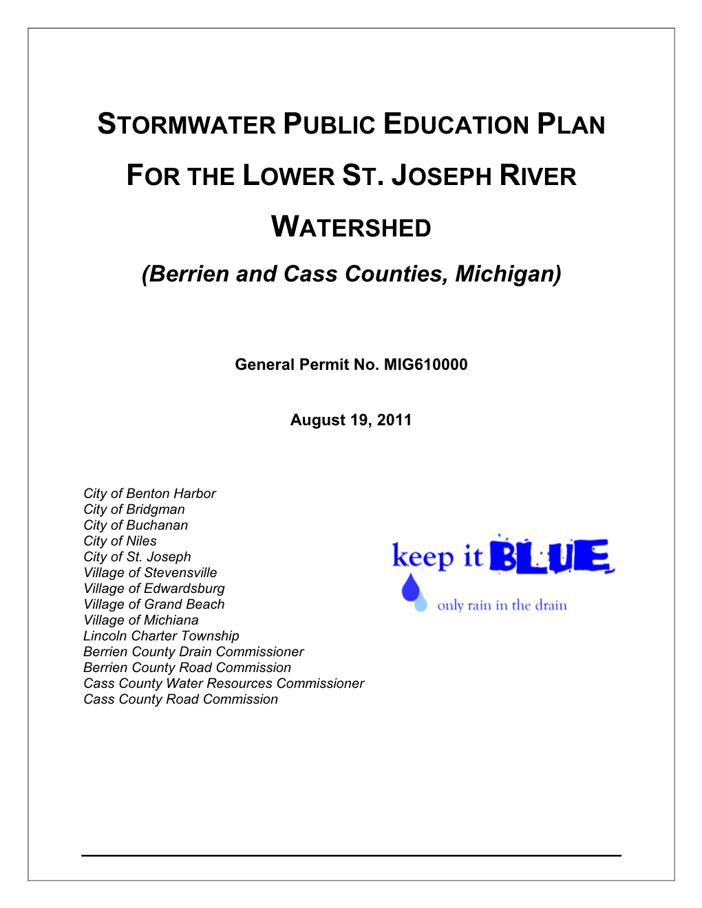 Stormwater Public Education Plan for the Lower St