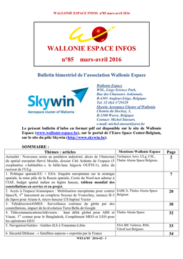 WALLONIE ESPACE INFOS N 44 Mai-Juin 2009