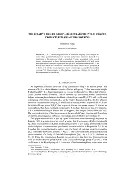 The Relative Brauer Group and Generalized Cyclic Crossed Products for a Ramified Covering