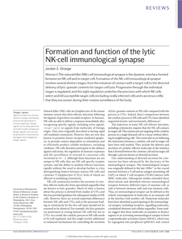Formation and Function of the Lytic NK‑Cell Immunological Synapse
