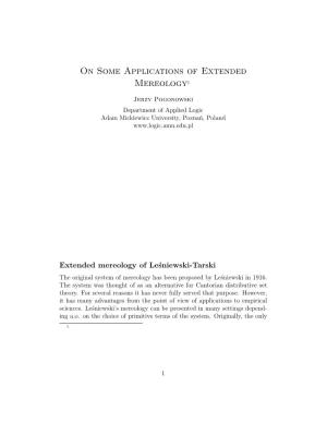 On Some Applications of Extended Mereology1