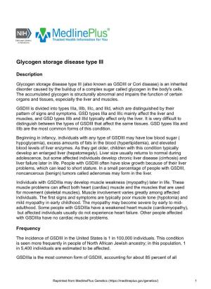 Glycogen Storage Disease Type III