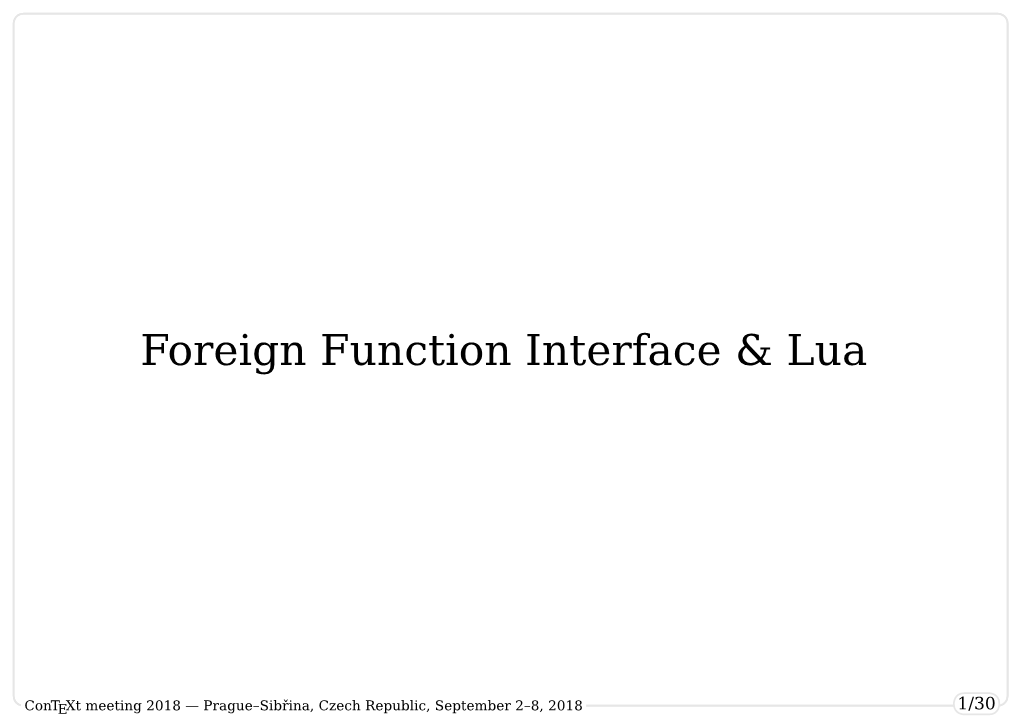 Foreign Function Interface &