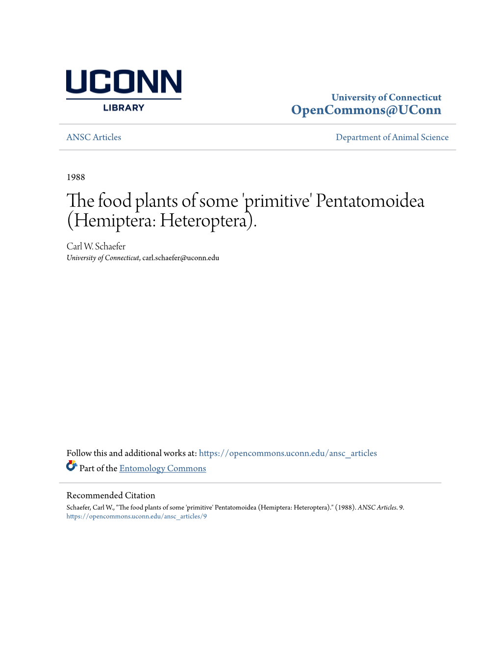 The Food Plants of Some 'Primitive' Pentatomoidea (Hemiptera: Heteroptera)