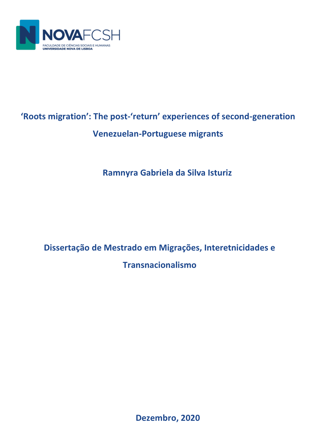 Experiences of Second-Generation Venezuelan-Portuguese Migrants