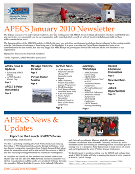 APECS News & Updates APECS January 2010 Newsletter