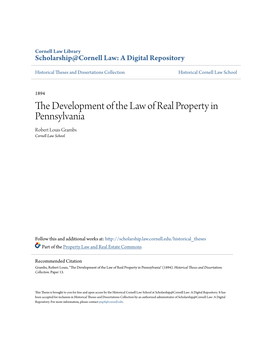 The Development of the Law of Real Property in Pennsylvania