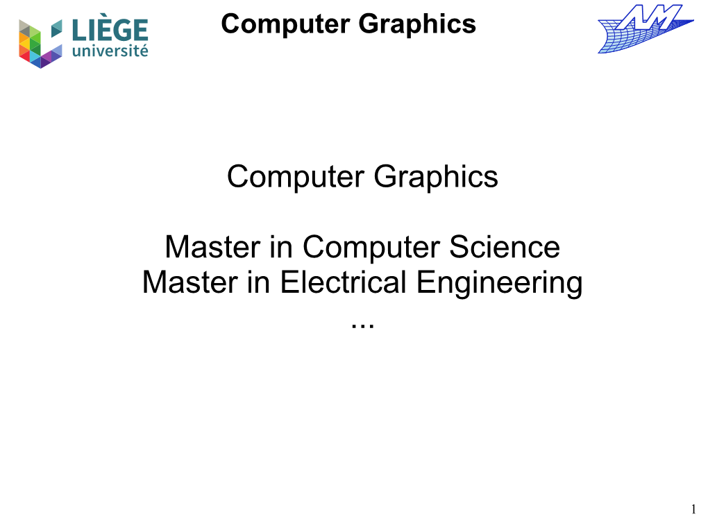 Computer Graphics Master in Computer Science Master In