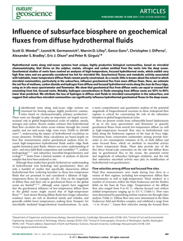 Influence of Subsurface Biosphere on Geochemical Fluxes from Diffuse Hydrothermal Fluids