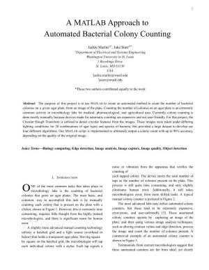A M at L AB Approach to Automated Bacterial Colony Counting